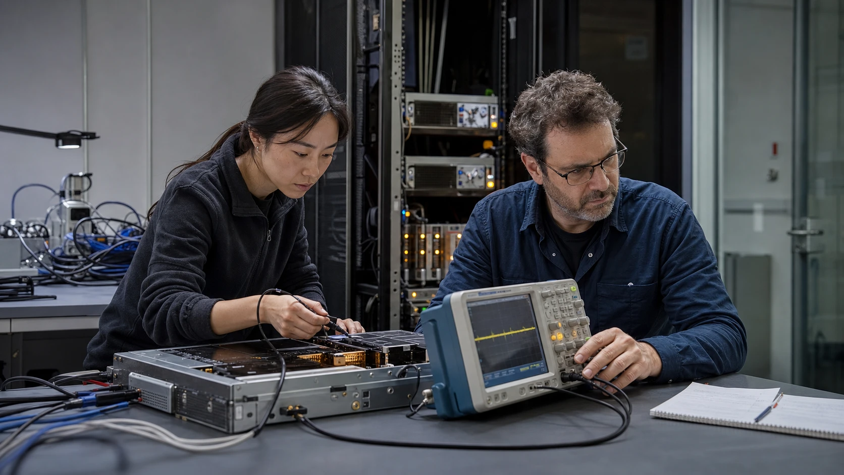 Security engineers audit validator hardware and trace an execution-evidence path through secure compute equipment